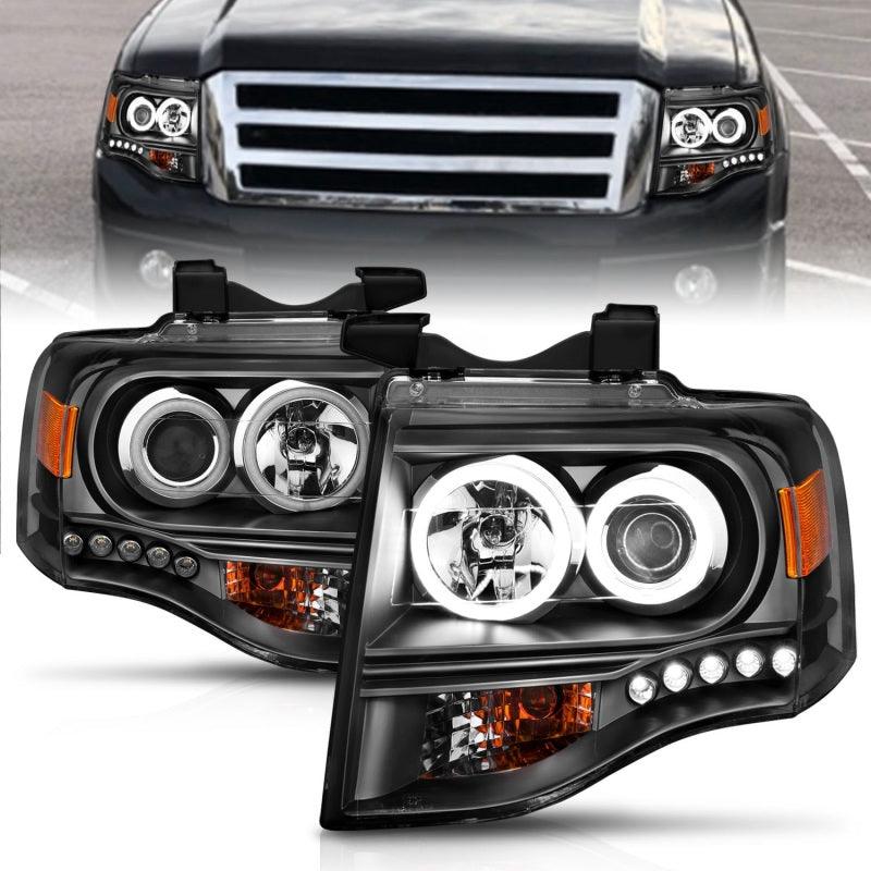ANZO 2007-2014 Ford Expedition Projector Headlights w/ Halo Black | Too Fast Autoparts | Order Online | Canada & USA Shipping