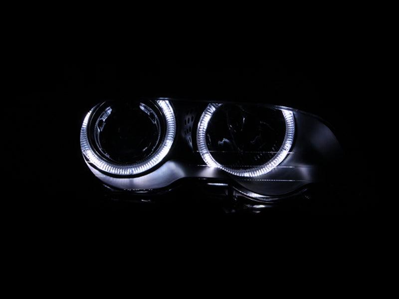 ANZO 2000-2003 BMW 3 Series E46 Projector Headlights w/ Halo Black | Too Fast Autoparts | Order Online | Canada & USA Shipping