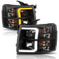 ANZO 07-13 Chevrolet Silverado 1500 Plank Style Projector Headlights Black w/ Amber | Too Fast Autoparts | Order Online