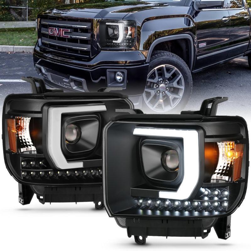 ANZO 2014-2015 Gmc Sierra 1500HD Projector Plank Style Headlight Black W/ Drl | Too Fast Autoparts | Order Online | Canada & USA Shipping