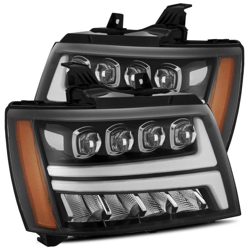 AlphaRex 07-13 Chevy Avalanche NOVA LED Proj Headlights Plank Style Gloss Black w/Activ Light/DRL | Too Fast Autoparts | Order Online