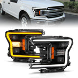ANZO 18-20 Ford F-150 (w/o Fctry LED) Full LED Proj Headlights w/Light Bar Swtchbk Seq. Black w/Init | Too Fast Autoparts | Order Online