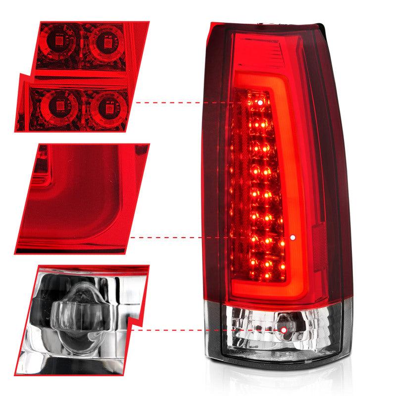 ANZO 1999-2000 Cadillac Escalade LED Taillights Chrome Housing Red/Clear Lens Pair | Too Fast Autoparts | Order Online | Canada & USA Shipping