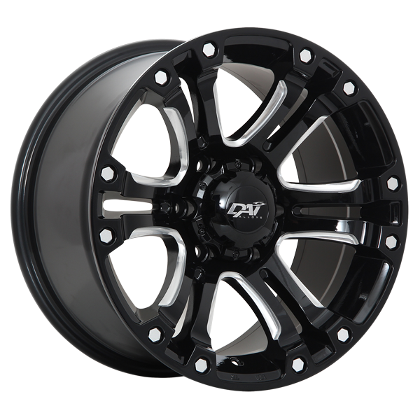 DAI Wheels CRUSHER Gloss Black - Milled EdgeDW9517002 | Size: 17x9.0 | Bolt Pattern: 6x139.7 | Offset: 20 | Center Bore: 108.1