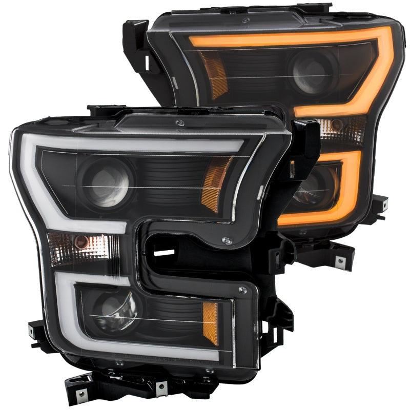 ANZO 2015-2017 Ford F-150 Projector Headlights w/ Plank Style Switchback Black w/ Amber | Too Fast Autoparts | Order Online | Canada & USA Shipping