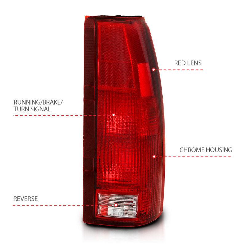 ANZO 1988-1999 Chevy C1500 Taillight Red/Clear Lens (OE Replacement) | Too Fast Autoparts | Order Online