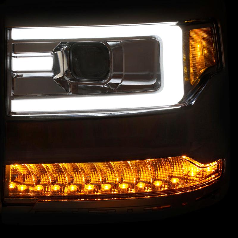 ANZO 16-17 Chevy Silverado 1500 Projector Headlights Plank Style Design Chrome w/ Amber | Too Fast Autoparts | Order Online