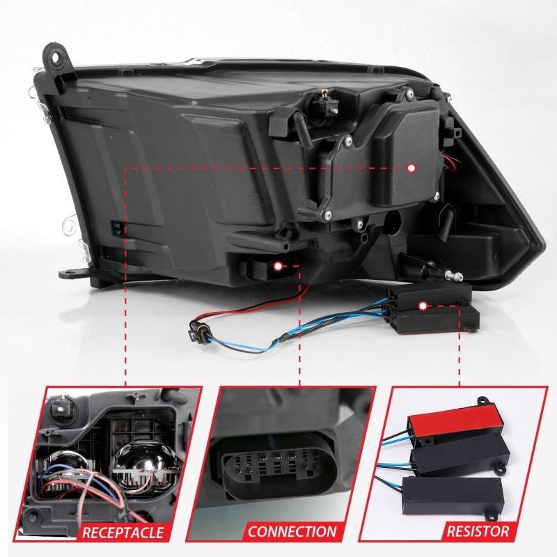 ANZO 2009-2018 Dodge Ram 1500 Led Projector Plank Style Switchback H.L Halo Chrome Amber (OE Style) | Too Fast Autoparts | Order Online | Canada & USA Shipping