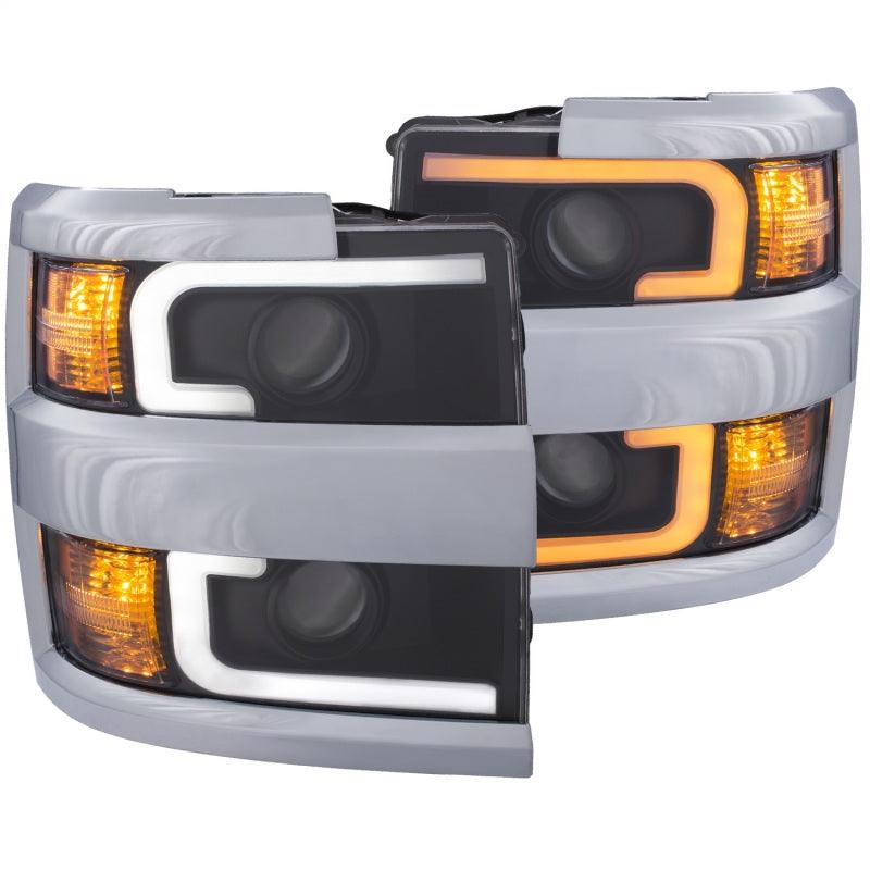 ANZO Projector Headlights 15-17 Chevrolet Silverado 2500HD / 3500HD Black w/ Chrome Rim | Too Fast Autoparts | Order Online | Canada & USA Shipping