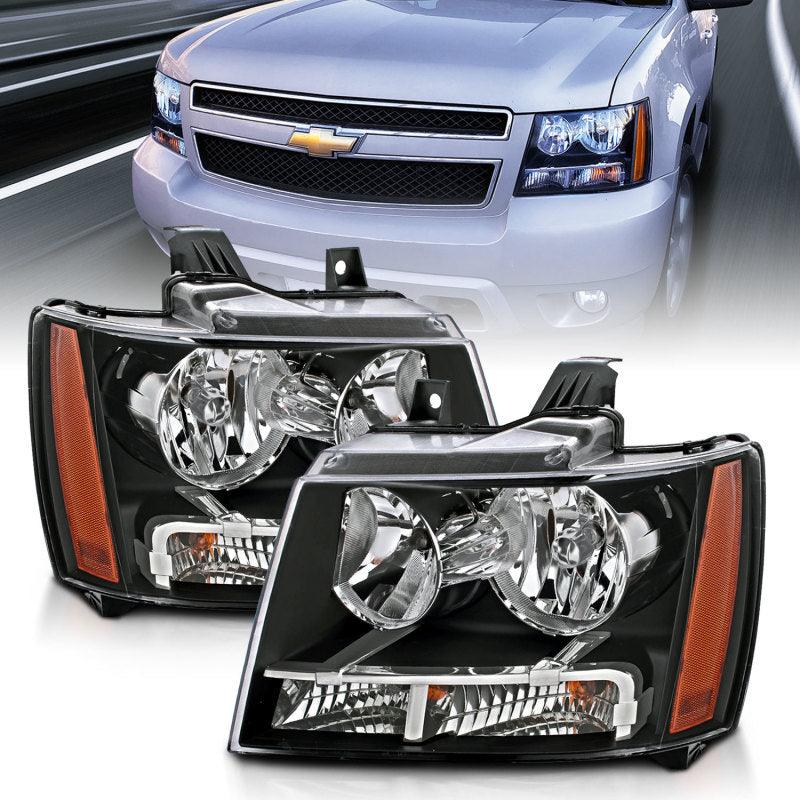 ANZO 2007-2014 Chevrolet Tahoe/Suburban Crystal Headlights Black | Too Fast Autoparts | Order Online | Canada & USA Shipping