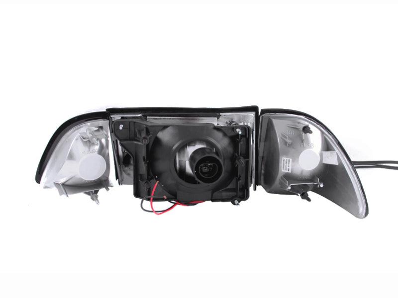 ANZO 1987-1993 Ford Mustang Crystal Headlights Chrome w/ Corner Lights 2pc | Too Fast Autoparts | Order Online