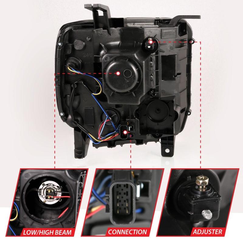 ANZO 2014-2015 Gmc Sierra 1500HD Projector Plank Style Headlight Black W/ Drl | Too Fast Autoparts | Order Online | Canada & USA Shipping