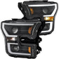 ANZO 2015-2017 Ford F-150 Projector Headlights w/ Plank Style Switchback Black w/ Amber | Too Fast Autoparts | Order Online | Canada & USA Shipping