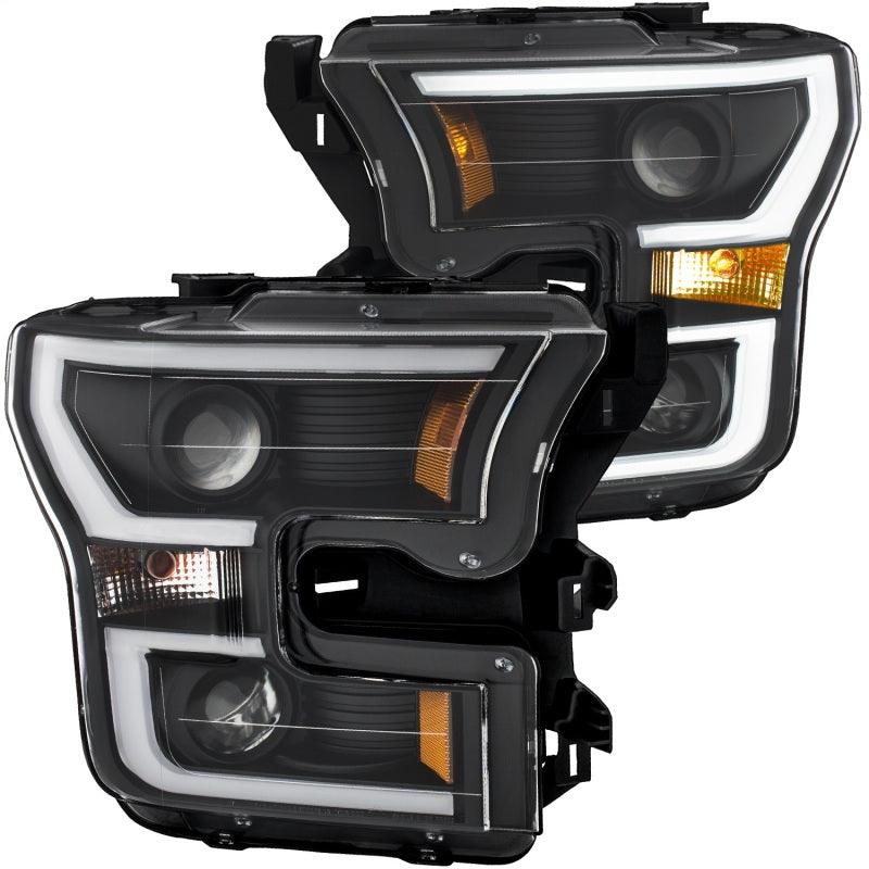 ANZO 2015-2017 Ford F-150 Projector Headlights w/ Plank Style Switchback Black w/ Amber | Too Fast Autoparts | Order Online | Canada & USA Shipping