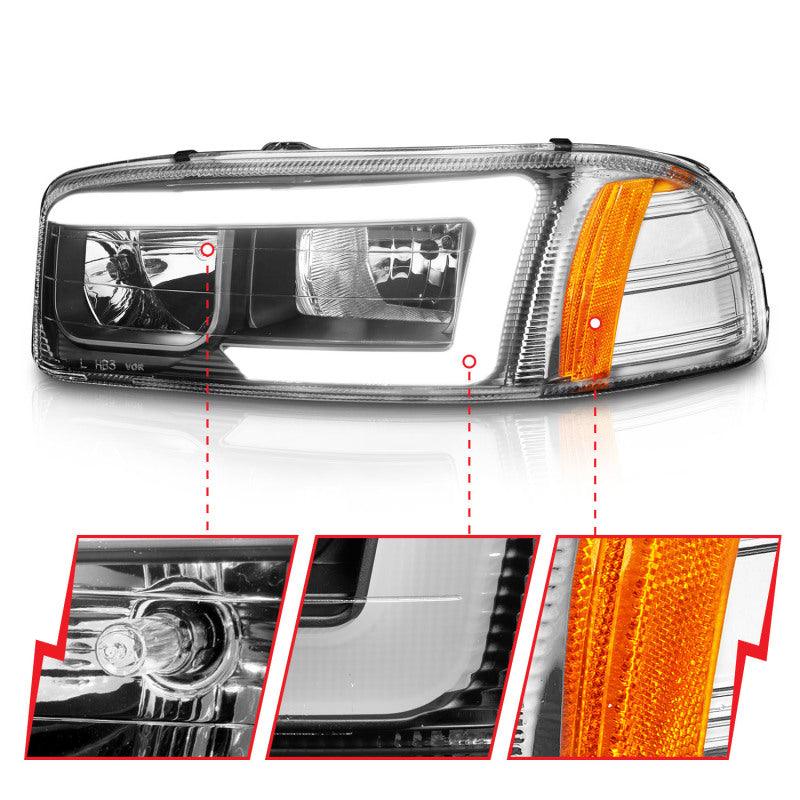 Anzo 99-17 GMC Sierra/Denali Headlights Black Amber (w/C Light Bars) | Too Fast Autoparts | Order Online | Canada & USA Shipping
