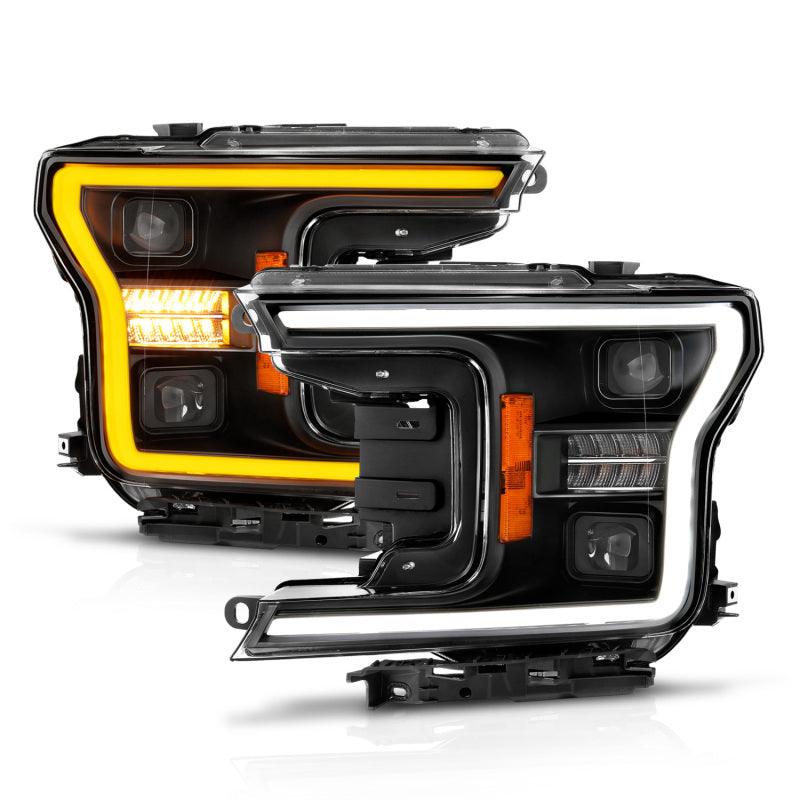 ANZO 18-20 Ford F-150 (w/o Fctry LED) Full LED Proj Headlights w/Light Bar Swtchbk Seq. Black w/Init | Too Fast Autoparts | Order Online