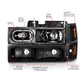 ANZO 88-98 Chevrolet C1500 Crystal Headlights Black Housing w/ Signal and Side Marker Lights