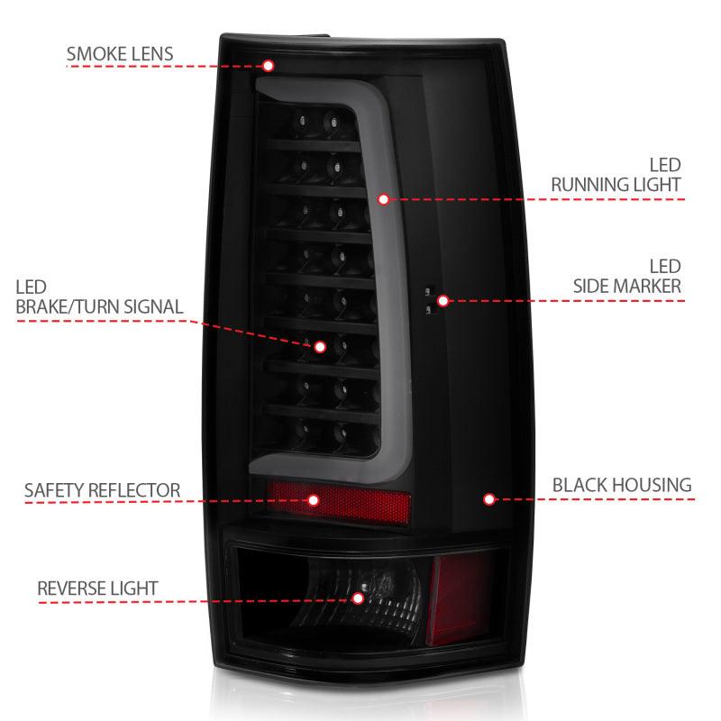 ANZO 2007-2014 Chevy Tahoe LED Taillight Plank Style Black w/Smoke Lens | Too Fast Autoparts | Order Online | Canada & USA Shipping