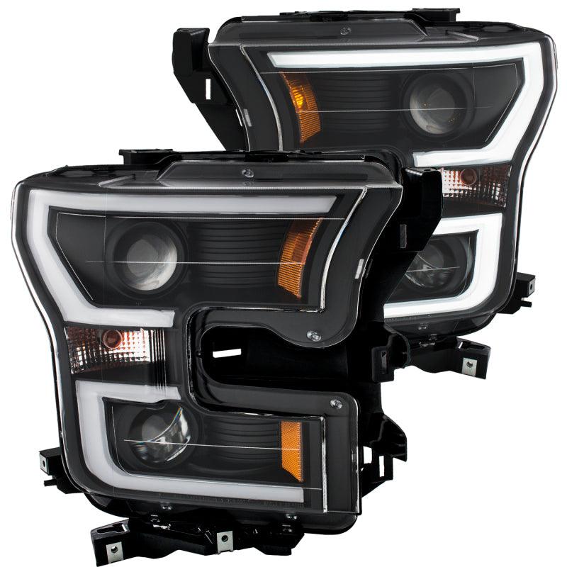 ANZO 2015-2016 Ford F-150 Projector Headlights w/ Plank Style Design Black w/ Amber | Too Fast Autoparts | Order Online | Canada & USA Shipping