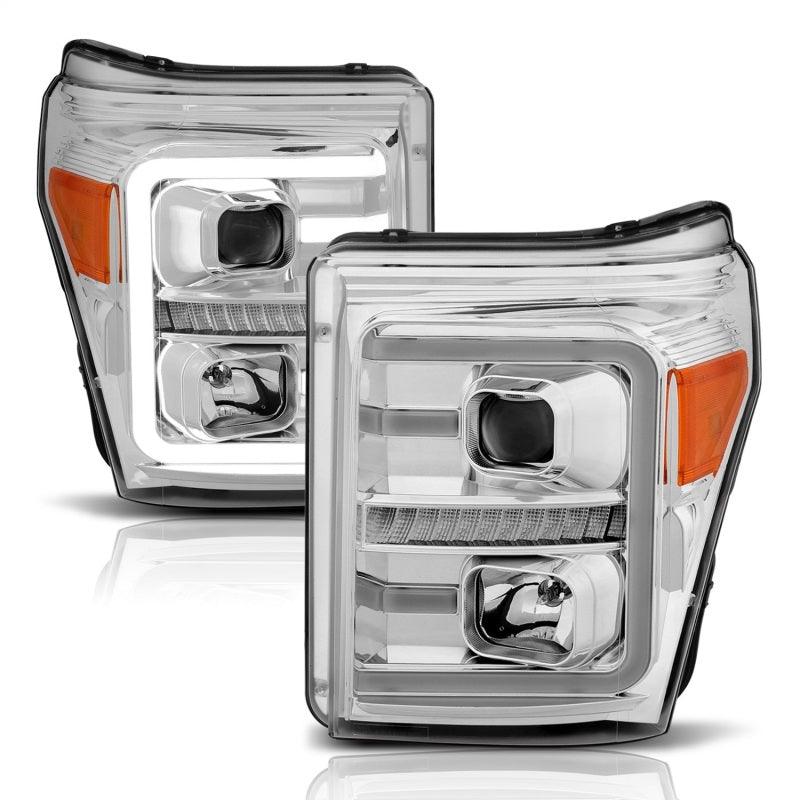 ANZO 11-16 Ford F-250/F-350/F-450 Projector Headlights w/ Plank Style Switchback Chrome w/Amber | Too Fast Autoparts | Order Online