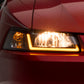 Raxiom 99-04 Ford Mustang Axial Series Headlights w/ Sequential LED Bar- Black Housing (Clear Lens)