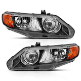 ANZO 2006-2011 Honda Civic 4 Door Crystal Headlight Black Amber (OE Replacement) | Too Fast Autoparts | Order Online | Canada & USA Shipping