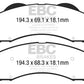 EBC 15+ Ford F150 2.7 Twin Turbo (2WD) Extra Duty Front Brake Pads