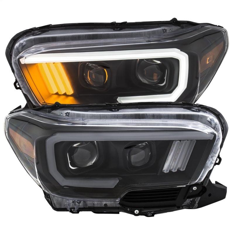 ANZO 2016-2017 Toyota Tacoma Projector Headlights w/ Plank Style Design Black/Amber w/ DRL | Too Fast Autoparts | Order Online | Canada & USA Shipping