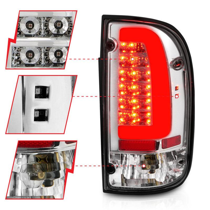 ANZO 1995-2004 Toyota Tacoma LED Taillights Chrome Housing Clear Lens (Pair) | Too Fast Autoparts | Order Online | Canada & USA Shipping