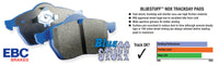 Plaquettes de frein EBC Brakes Bluestuff Street et Track Day