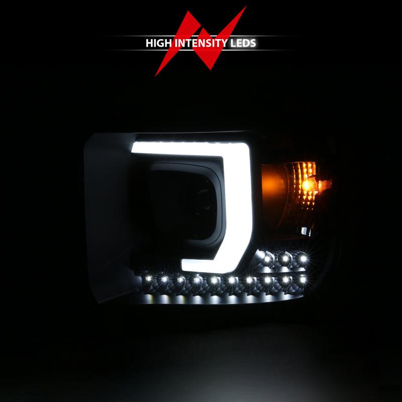ANZO 2014-2015 Gmc Sierra 1500HD Projector Plank Style Headlight Black W/ Drl | Too Fast Autoparts | Order Online | Canada & USA Shipping