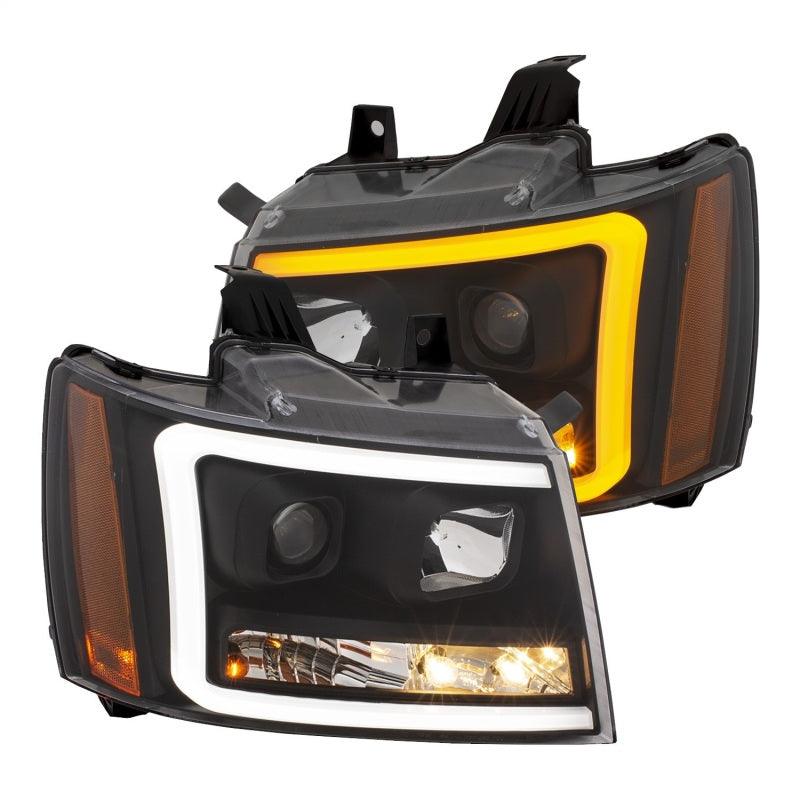 ANZO 07-14 Chevy Tahoe Projector Headlights w/ Plank Style Design Black w/ Amber | Too Fast Autoparts | Order Online