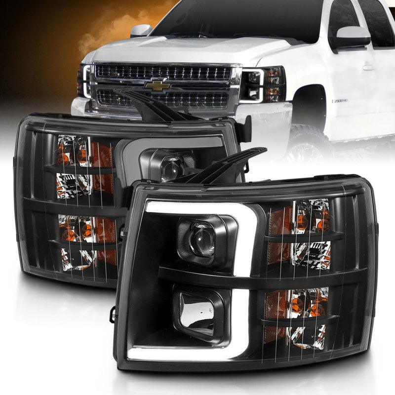ANZO 07-13 Chevrolet Silverado 3500 Projector Headlights - Black Amber | Too Fast Autoparts | Order Online