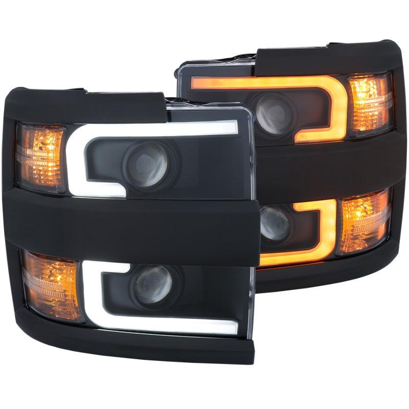 ANZO Projector Headlights 15-17 Chevrolet Silverado 2500HD / 3500HD Black w/ Black Rim | Too Fast Autoparts | Order Online | Canada & USA Shipping