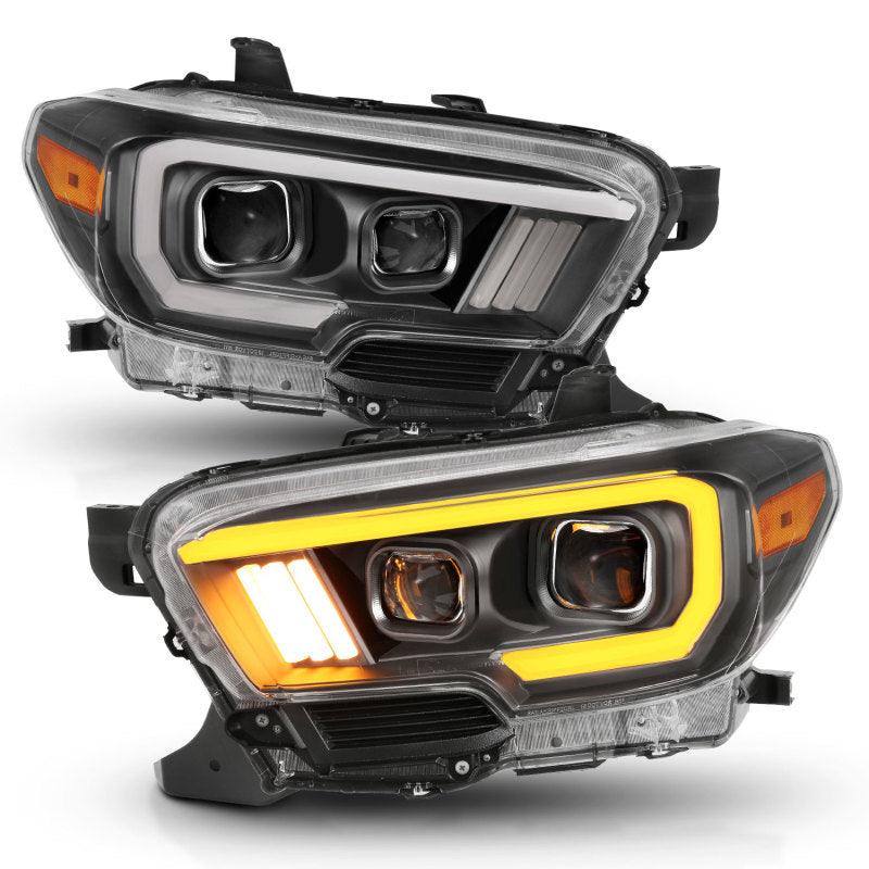 ANZO 2016-2017 Toyota Tacoma Projector Headlights w/ Plank Style Switchback Black w/ Amber w/ DRL | Too Fast Autoparts | Order Online | Canada & USA Shipping