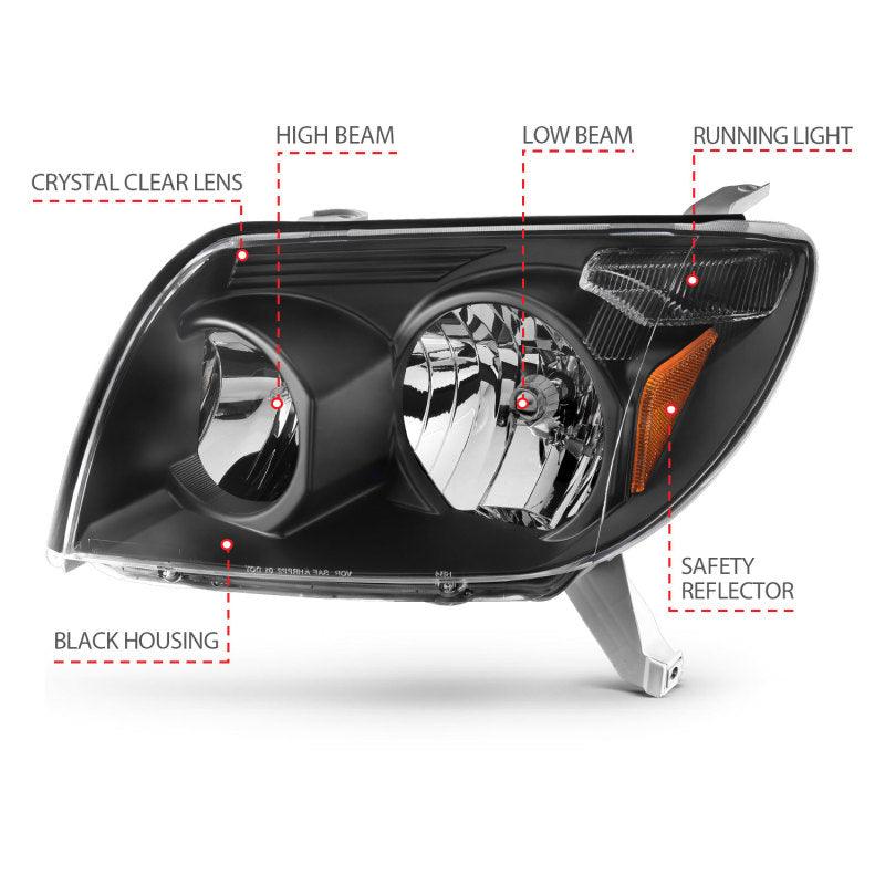 ANZO 2003-2005 Toyota 4Runner Crystal Headlights Black | Too Fast Autoparts | Order Online | Canada & USA Shipping