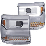 ANZO 16-17 Chevy Silverado 1500 Projector Headlights Plank Style Design Chrome w/ Amber | Too Fast Autoparts | Order Online