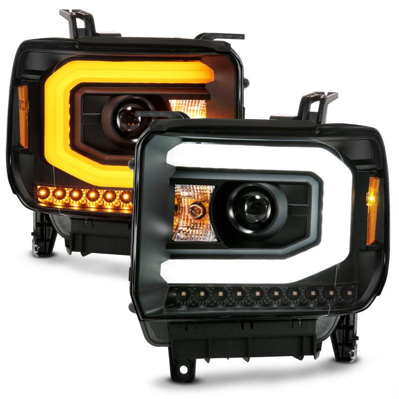 ANZO GMC SIERRA 1500 14-15 2500H/15-19 Projector Headlight Plank Style Black w/ Switchback (Halogen) | Too Fast Autoparts | Order Online | Canada & USA Shipping