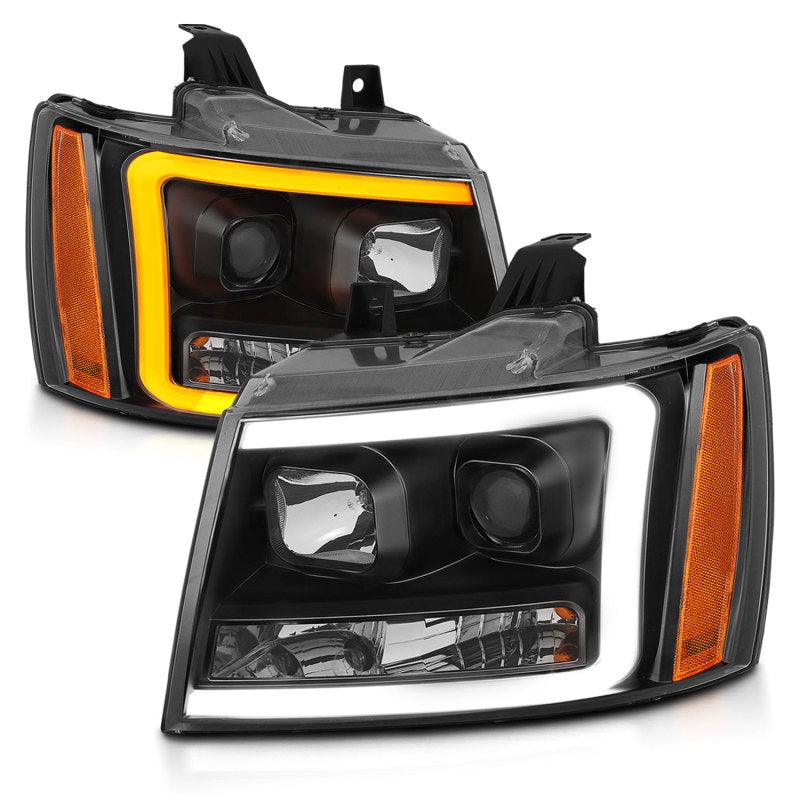 ANZO 07-14 Chevy Tahoe Projector Headlights w/ Plank Style Design Black w/ Amber | Too Fast Autoparts | Order Online