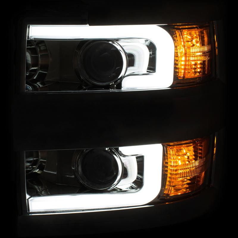 ANZO Projector Headlights 15-17 Chevrolet Silverado 2500HD / 3500HD Chrome w/ Chrome Rim | Too Fast Autoparts | Order Online | Canada & USA Shipping