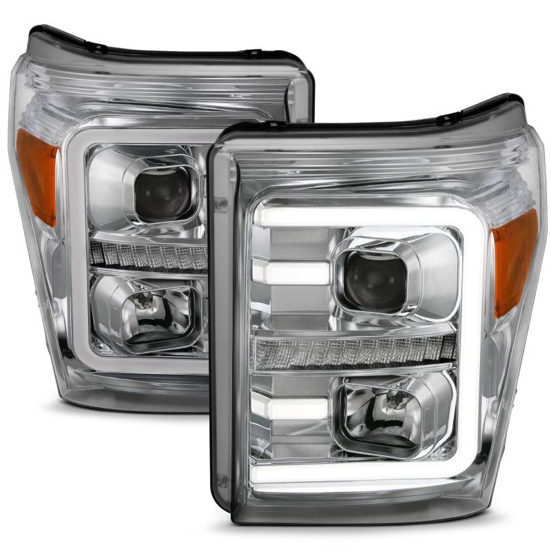 ANZO 11-16 Ford F-250/F-350/F-450 Projector Headlights w/ Plank Style Switchback Chrome w/Amber | Too Fast Autoparts | Order Online