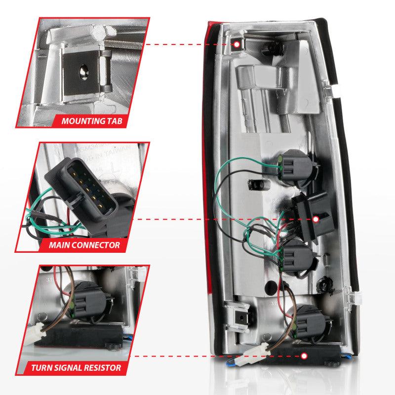ANZO 1999-2000 Cadillac Escalade LED Taillights Chrome Housing Red/Clear Lens Pair | Too Fast Autoparts | Order Online | Canada & USA Shipping