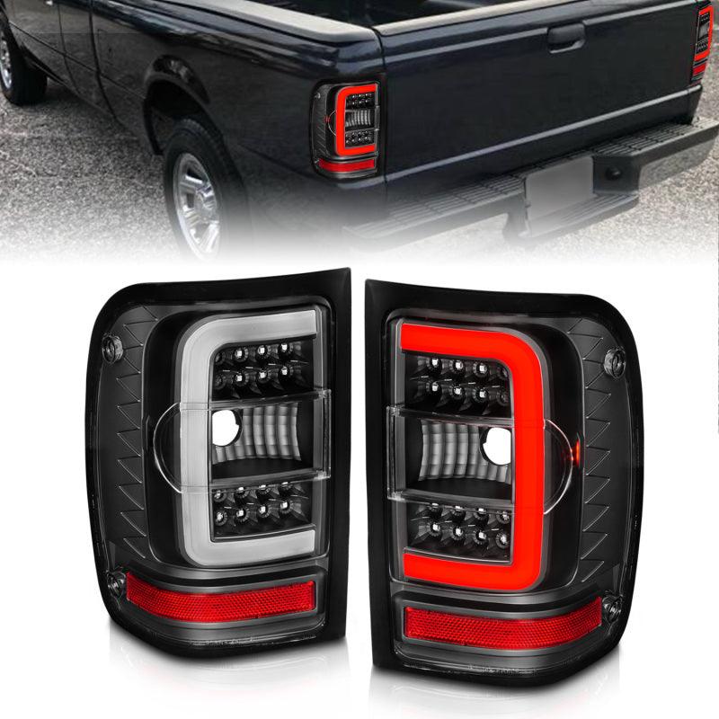 ANZO 2001-2011 Ford  Ranger LED Tail Lights w/ Light Bar Black Housing Clear Lens | Too Fast Autoparts | Order Online | Canada & USA Shipping