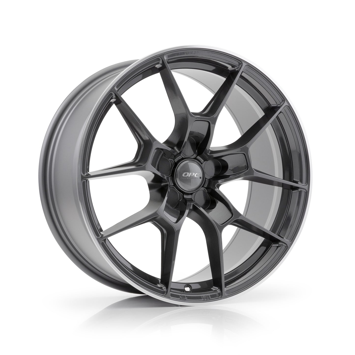 OPE Gloss Graphite + Machined Lip 18x9.5 5x100 Wheels - FF06-804GM