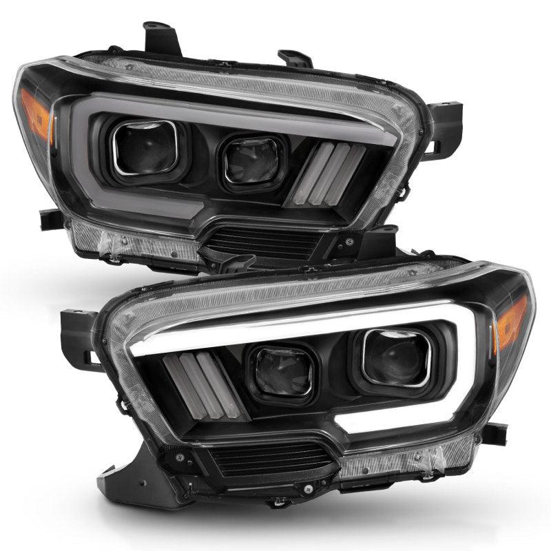 ANZO 2016-2017 Toyota Tacoma Projector Headlights w/ Plank Style Switchback Black w/ Amber w/ DRL | Too Fast Autoparts | Order Online | Canada & USA Shipping