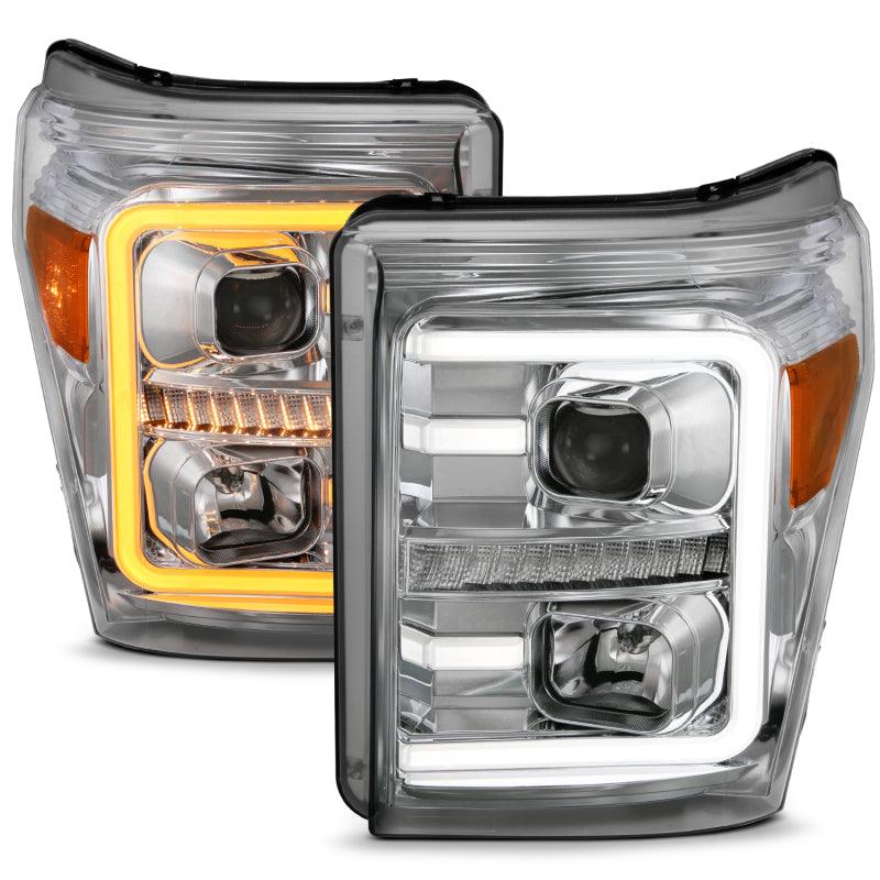 ANZO 11-16 Ford F-250/F-350/F-450 Projector Headlights w/ Plank Style Switchback Chrome w/Amber | Too Fast Autoparts | Order Online