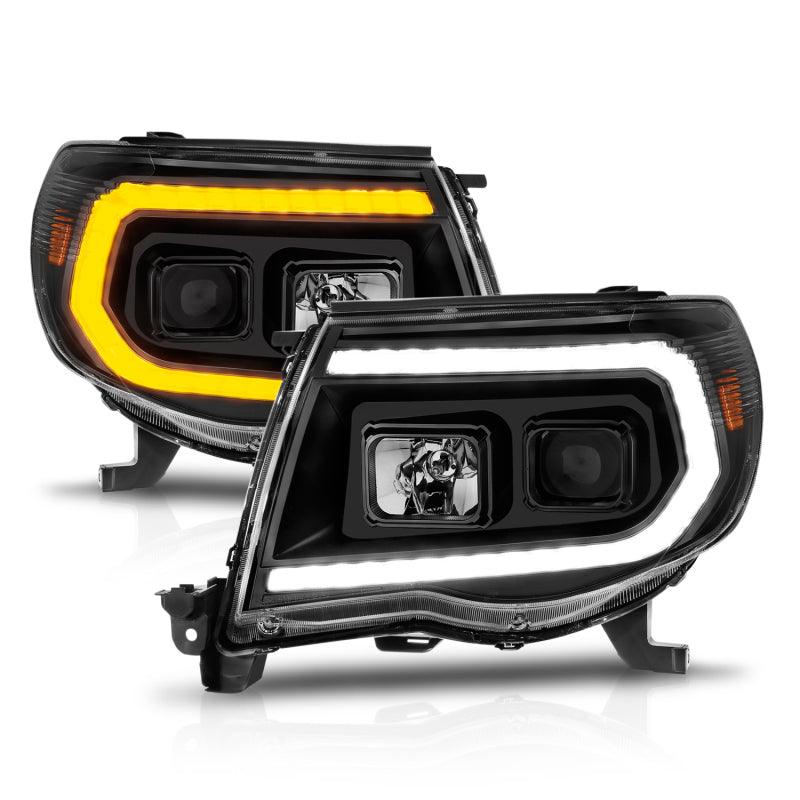ANZO 05-11 Toyota Tacoma Projector Headlights w/Light Bar Switchback Black Housing | Too Fast Autoparts | Order Online