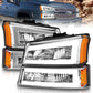 ANZO 2003-2006 Chevrolet Silverado 1500 Crystal Headlights w/ Light Bar Chrome Housing | Too Fast Autoparts | Order Online | Canada & USA Shipping
