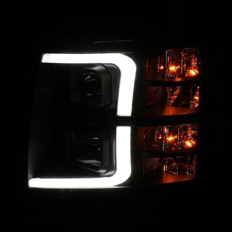 ANZO 07-13 Chevrolet Silverado 1500 Plank Style Projector Headlights Black w/ Amber | Too Fast Autoparts | Order Online