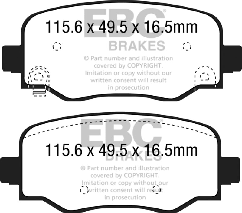 Plaquettes de frein arrière EBC 15+ Fiat 500X 1.4 Turbo Greenstuff